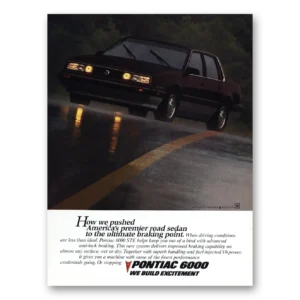 1987 Pontiac 6000 Print Ad | Road Sedan