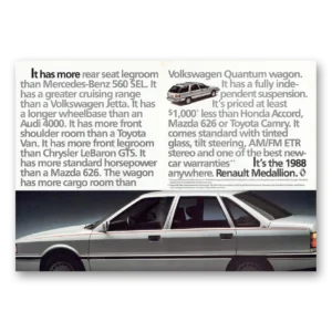 1987 Renault Medallion Print Ad | Rear Seat