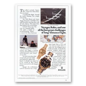 1987 Rolex Print Ad | Dick Rutan