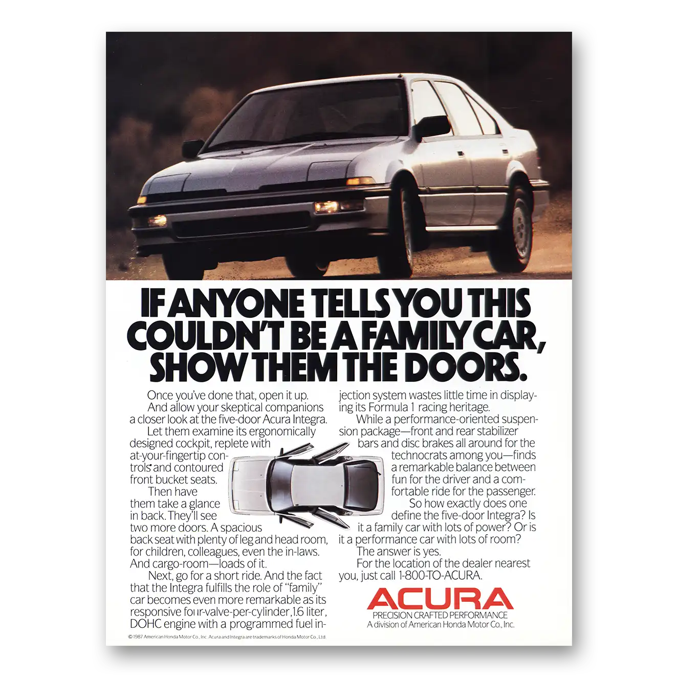 1988 Acura Print Ad | Anyone Tells You This
