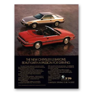 1988 Chrysler LeBaron Print Ad | Passion Driving