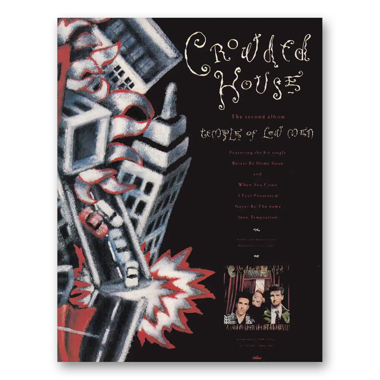 1988 Crowded House Promo Print Ad | Temples Low Men