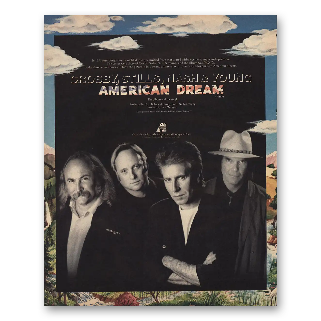 1988 Crosby Stills Nash and Young Print Ad | American Dream