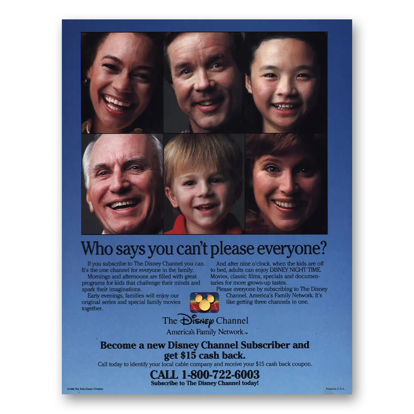 1988 Disney Channel Print Ad | Please Everyone
