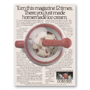 1988 Donvier Ice Cream Maker Print Ad | Turn Magazine