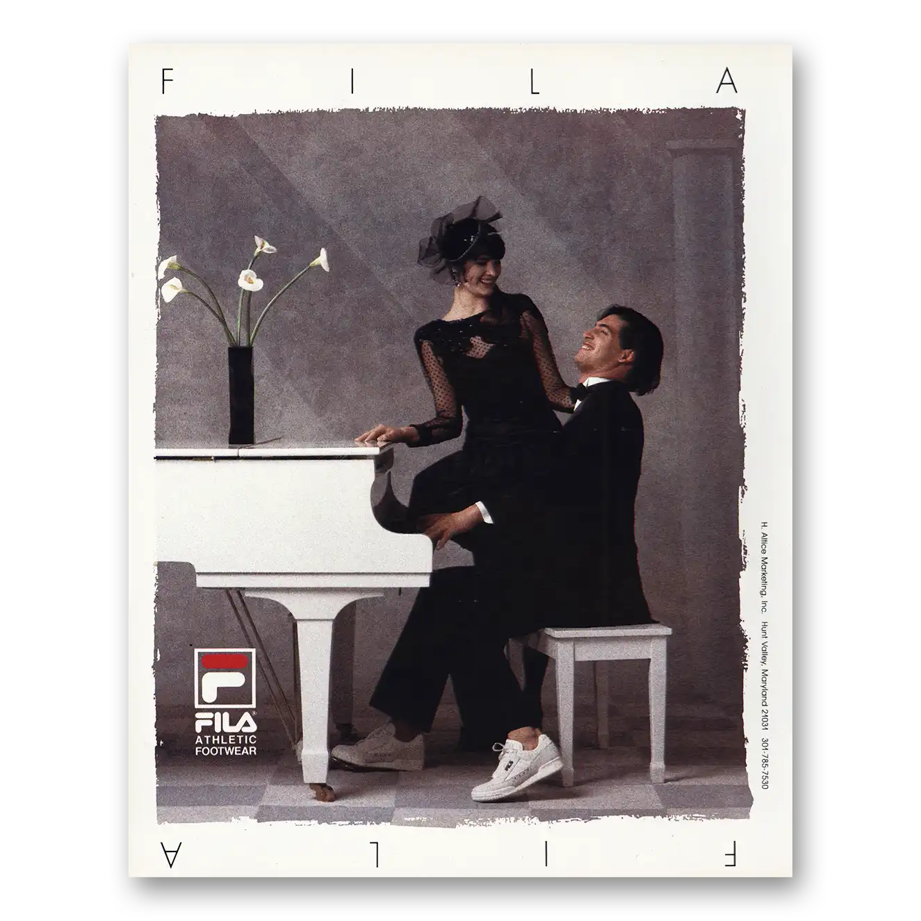 1988 Fila Print Ad | White Piano