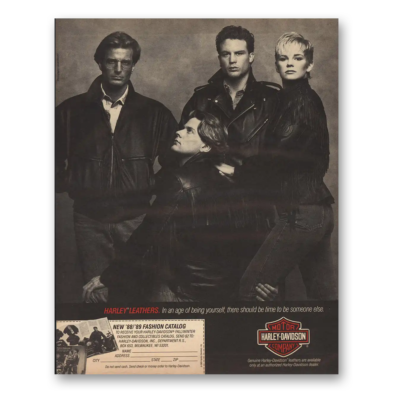 1988 Harley Leathers Print Ad | Age Of Being Yourself