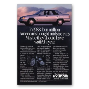 1989 Hyundai Sonata Print Ad | Four Million Americans