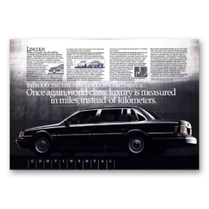 1988 Lincoln Continental Print Ad | World Class