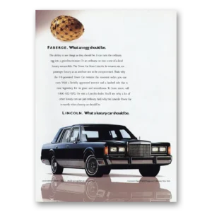 1988 Lincoln Town Car Print Ad | Faberge