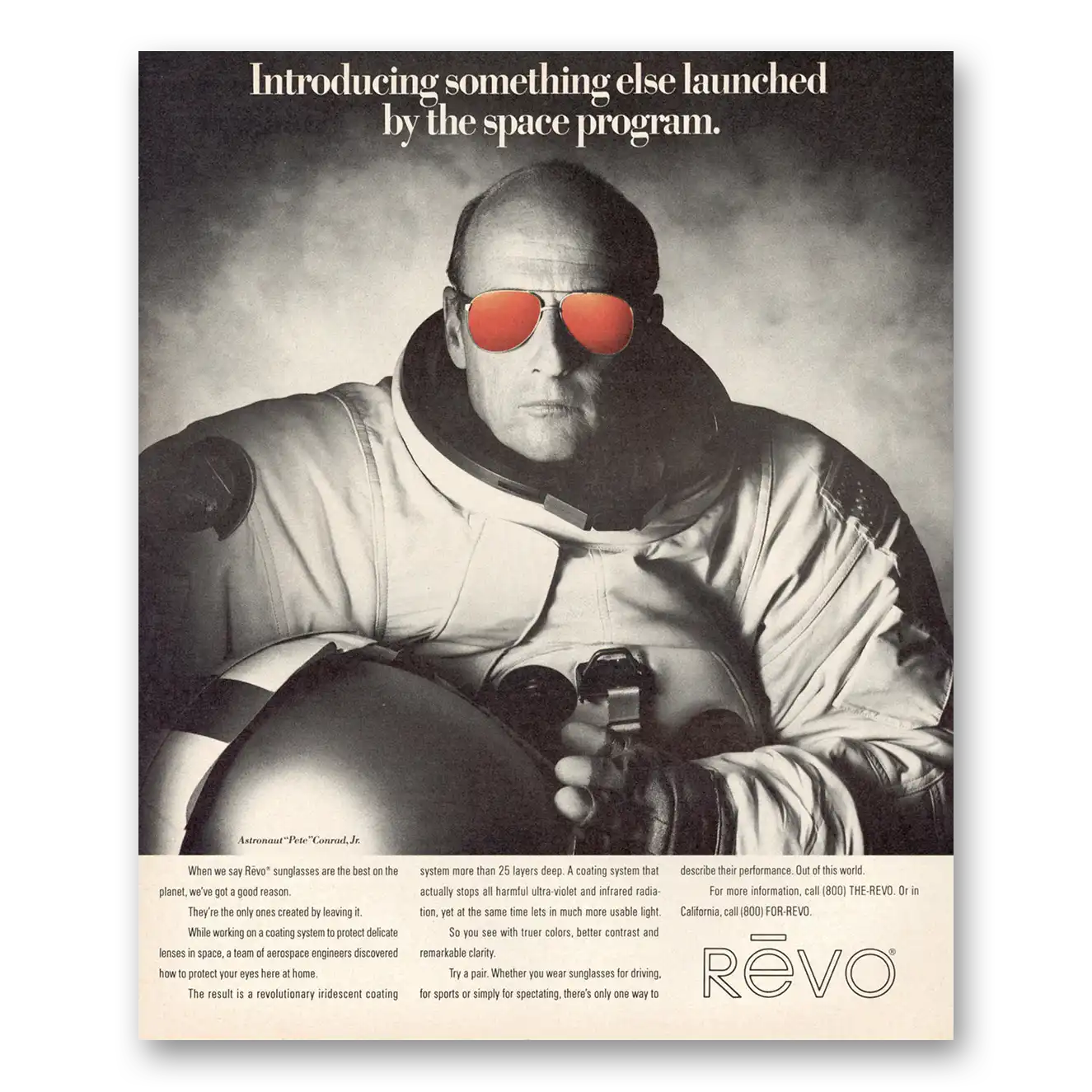 1988 Revo Sunglasses Print Ad | Space Program Pete Conrad