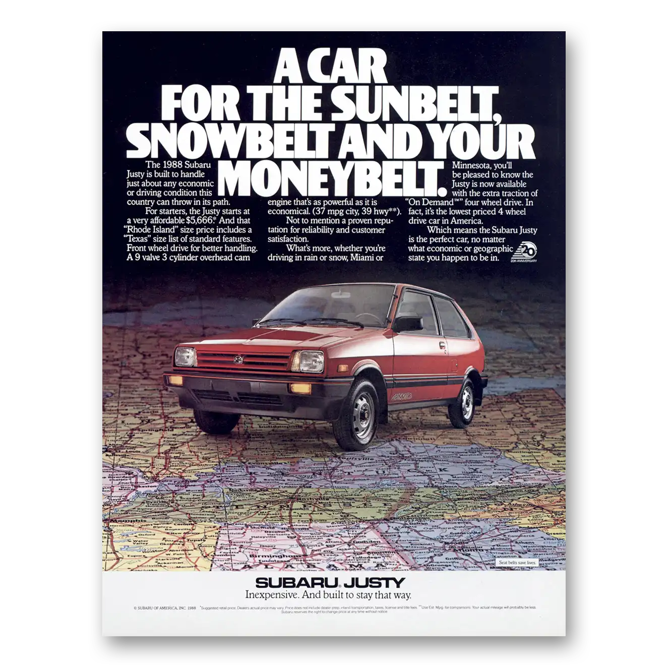 1988 Subaru Justy Print Ad | Moneybelt