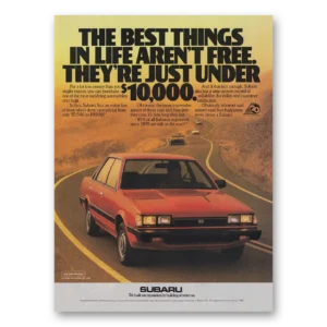 1988 Subaru Sedan Print Ad | Best Things In Life Aren't Free