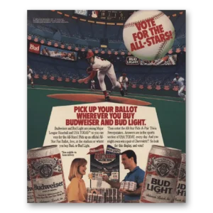 1989 Budweiser Beer Print Ad | All Stars