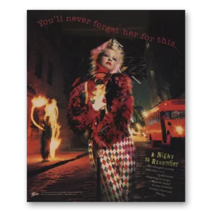 1989 Cyndi Lauper Promo Print Ad | Night Remember