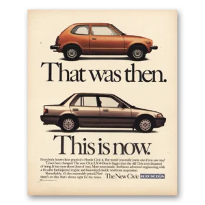 1988 Honda Civic Print Ad | Then Now