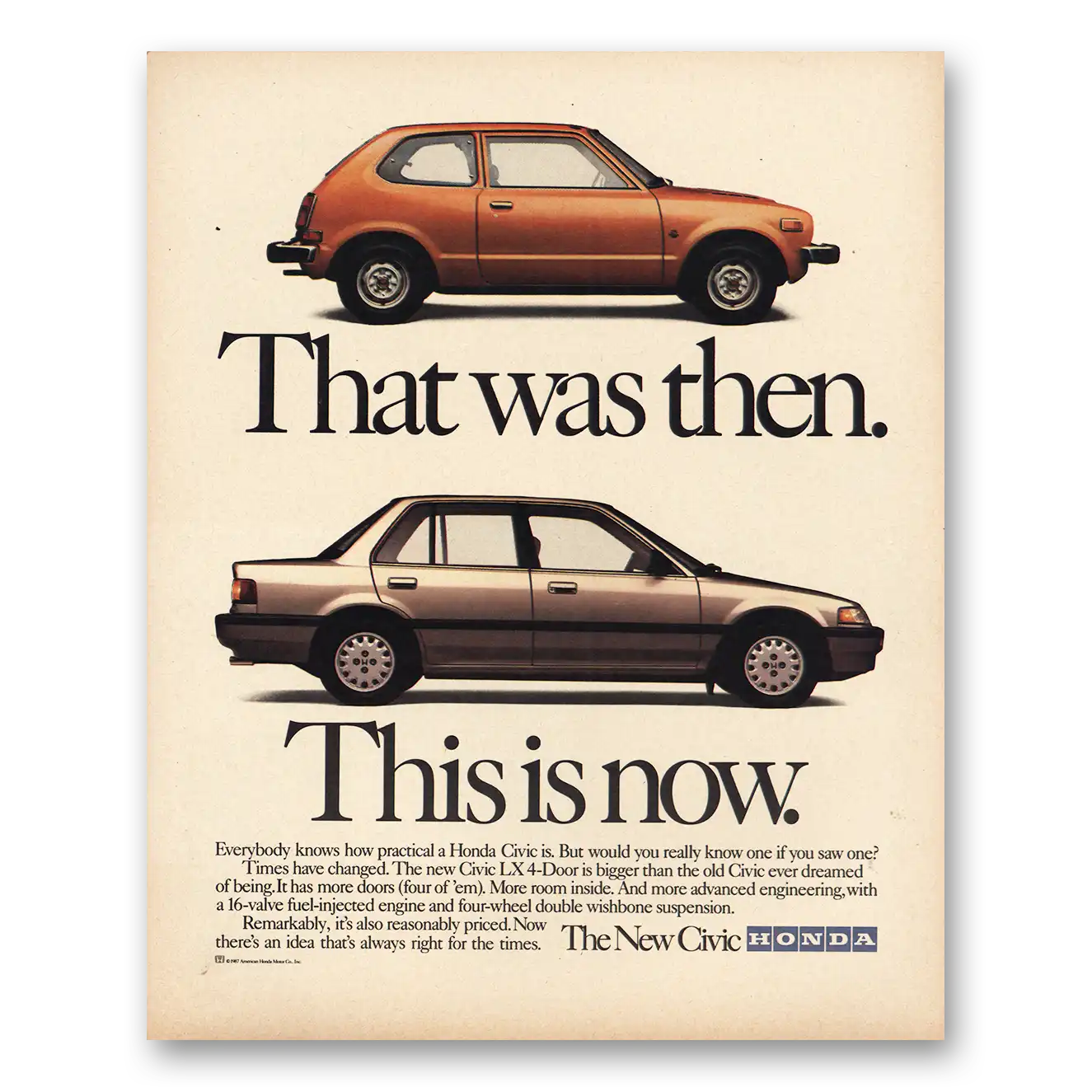 1988 Honda Civic Print Ad | Then Now