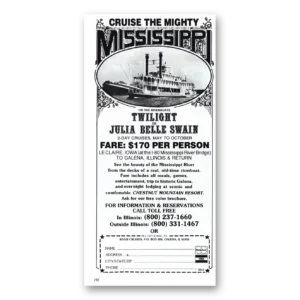 1989 River Cruises Print Ad | River Cruises Mississippi River Twilight Julia
