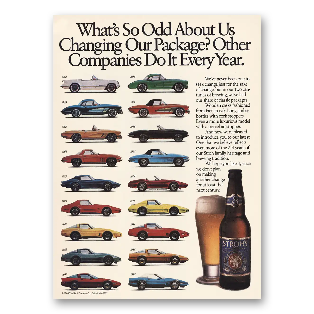 1989 Strohs Beer Print Ad | Changing Package
