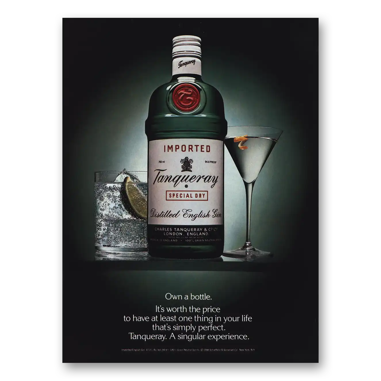1989 Tanqueray Gin Print Ad | Worth Price