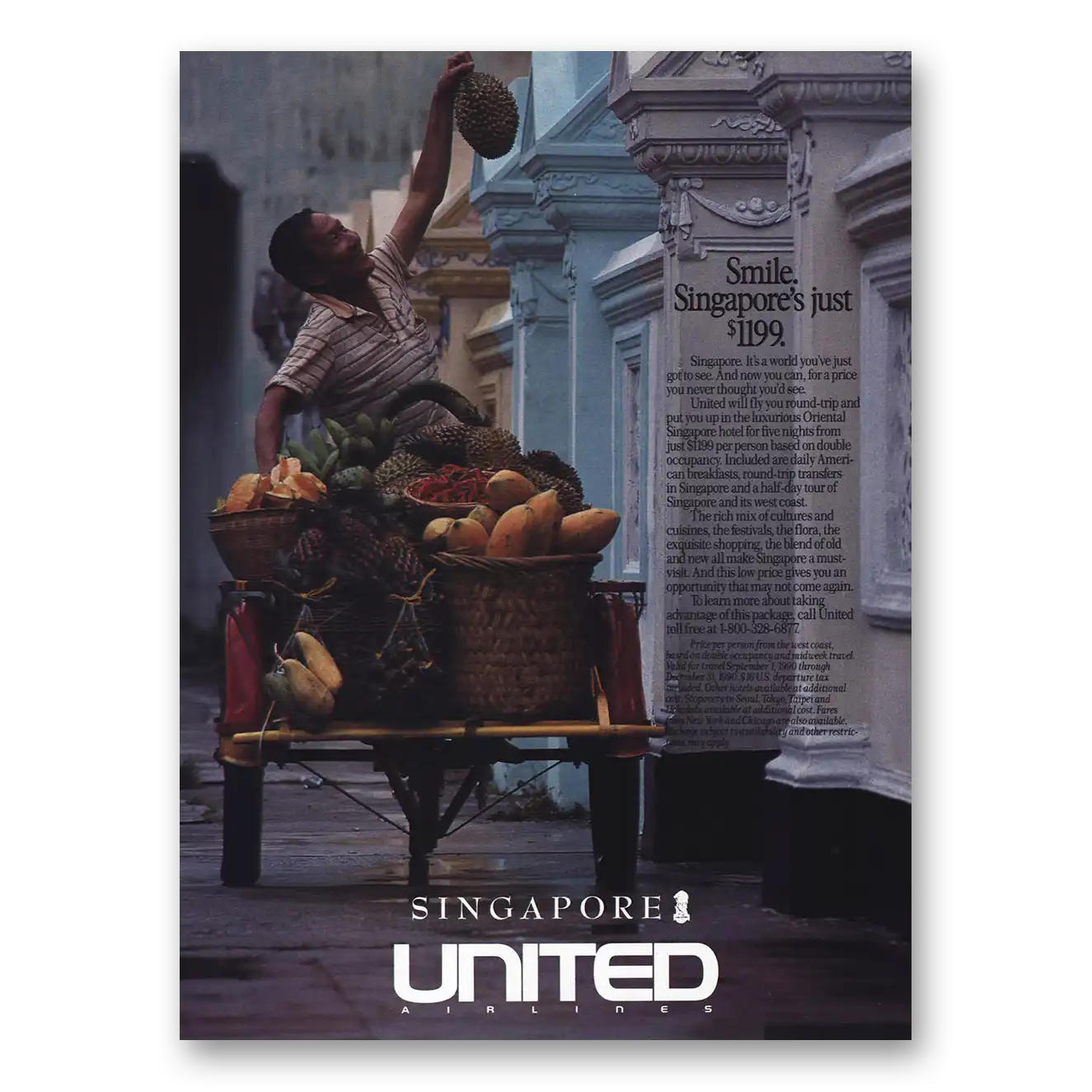 1989 United Airlines Print Ad | Singapore