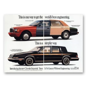 1990 Chrysler Imperial Print Ad | Best Engineering