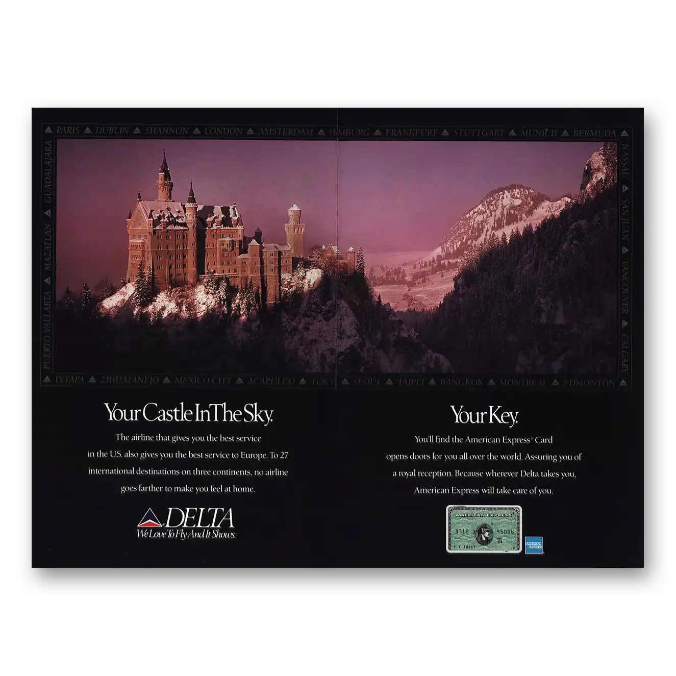 1990 Delta Air Lines Print Ad | Castle In The Sky