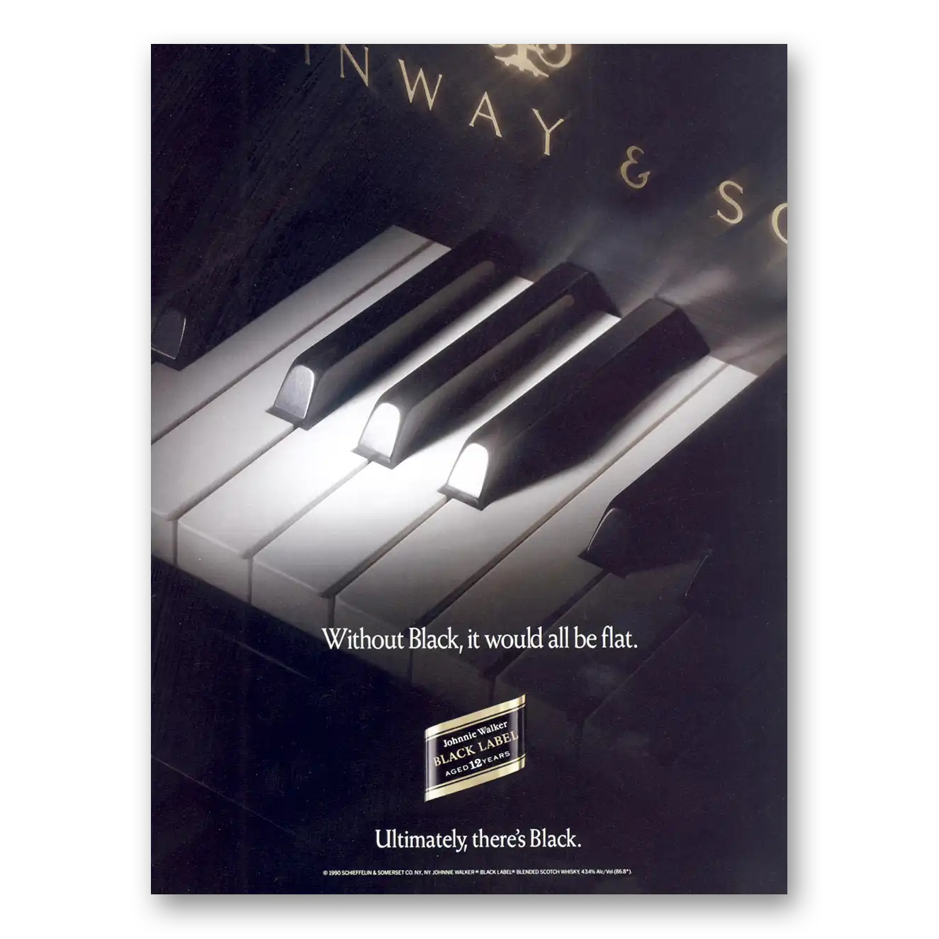 1990 Johnnie Walker Black Label Print Ad | Without Black