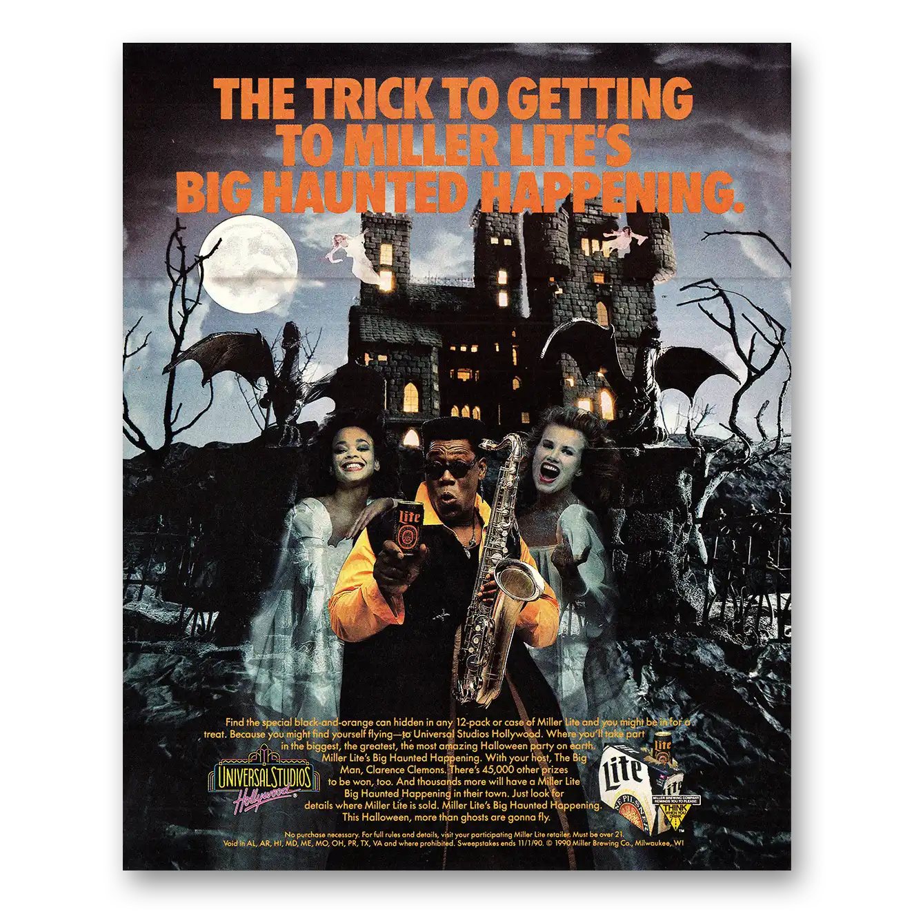 1990 Miller Lite Beer Print Ad | Clarence Clemons