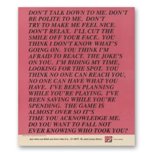 1990 MTV Print Ad | Talk Down