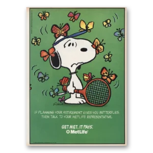 1991 MetLife Print Ad | Snoopy Tennis