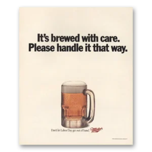 1991 Miller Beer Print Ad | Brewed With Care