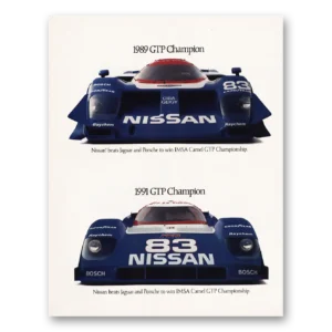 1991 Nissan Racing Print Ad | Beats Jaguar