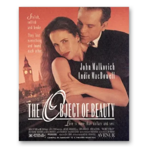 1991 Object of Beauty Movie Promo Print Ad | John Malkovich