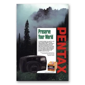 1991 Pentax Camera Print Ad | Iqzoom 105r Preserve Your World