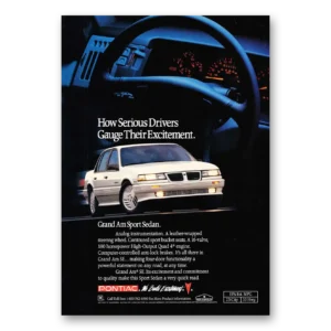 1991 Pontiac Grand Am Print Ad | Gauge Excitement
