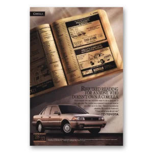 1991 Toyota Corolla Print Ad | Required Reading