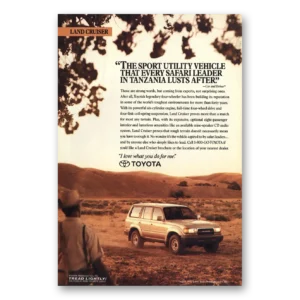 1991 Toyota Land Cruiser Print Ad | Tanzania