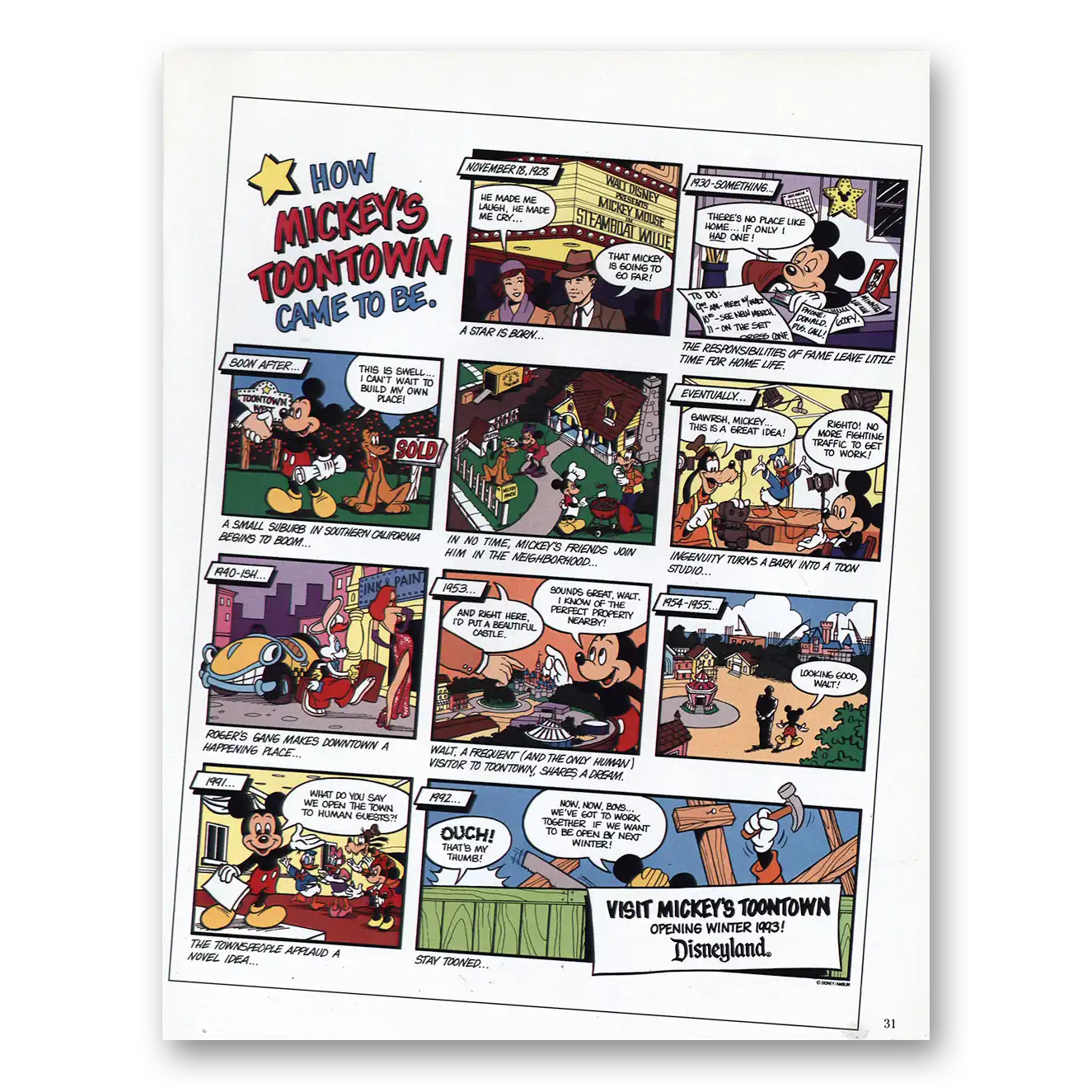 1992 Disneyland Print Ad | Toontown Opening