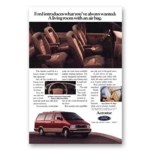 1992 Ford Aerostar Print Ad | Air Bag