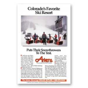 1993 Ariens Snowthrowers Print Ad | Ski Resort