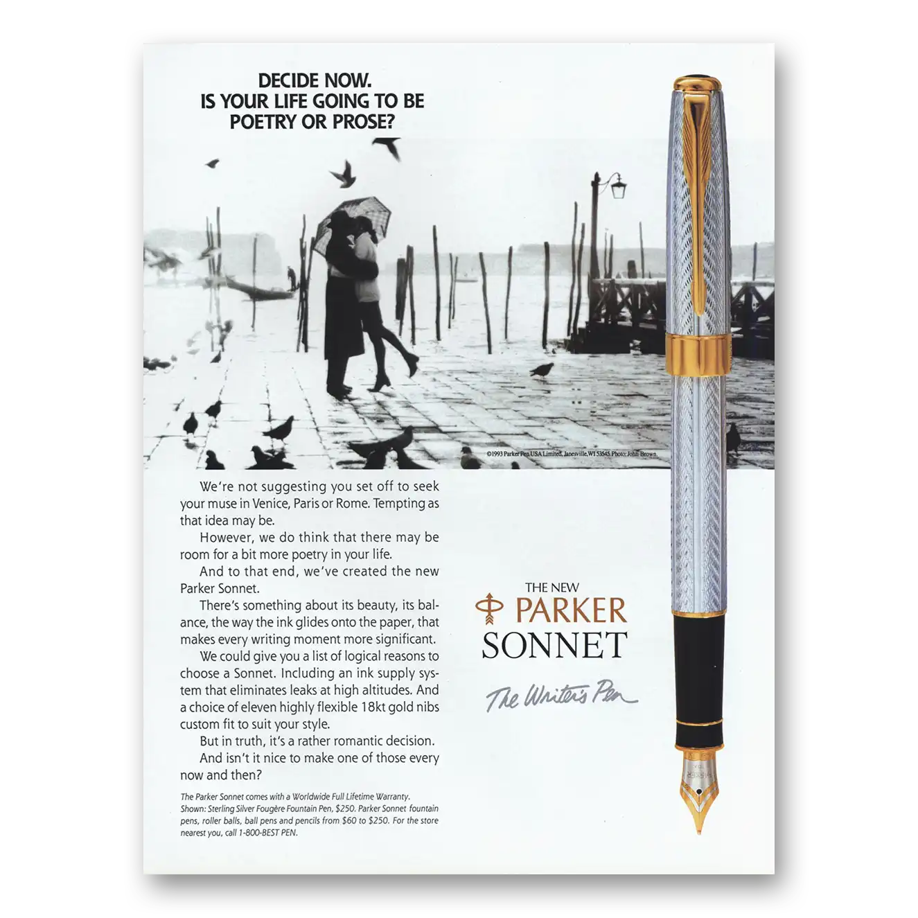 1993 Parker Sonnet Pen Print Ad | Poetry Prose