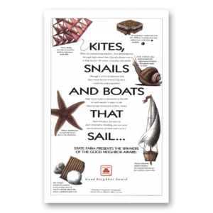 1993 State Farm Insurance Print Ad | Kites Snails Boats