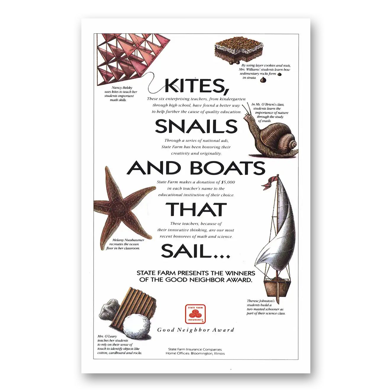 1993 State Farm Insurance Print Ad | Kites Snails Boats