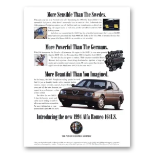 1993 Alfa Romeo 164 Print Ad | Ls More Sensible