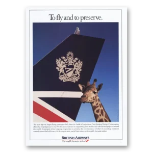 1994 British Airways BOAC Print Ad | Preserve Giraffe