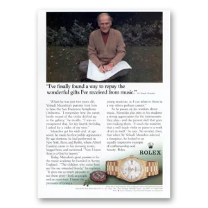 1994 Rolex Print Ad | Yehudi Menuhin