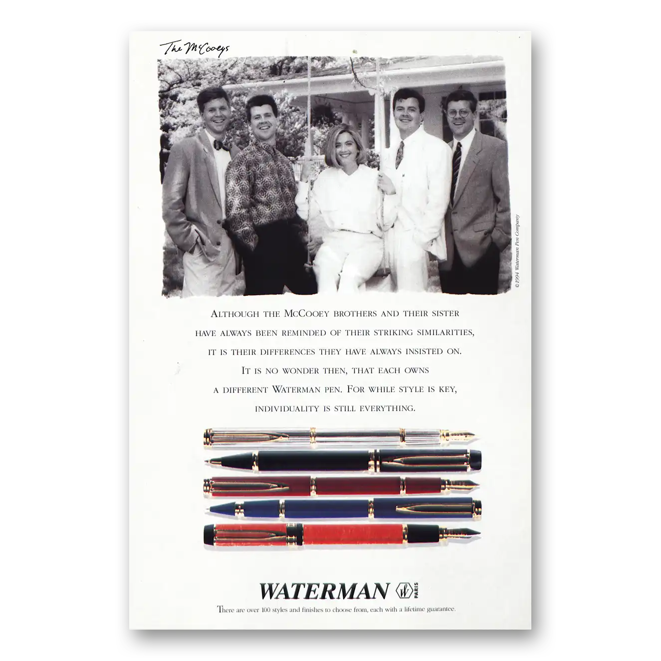 1994 Watermans Pen Print Ad | Mccooey Brothers Their Sister