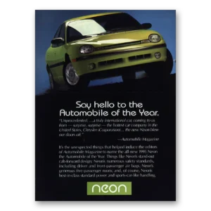 1995 Chrysler Neon Print Ad | Say Hello