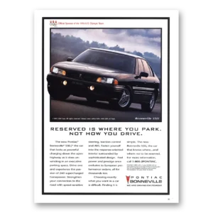 1995 Pontiac Bonneville Print Ad | Reserved Where You Park